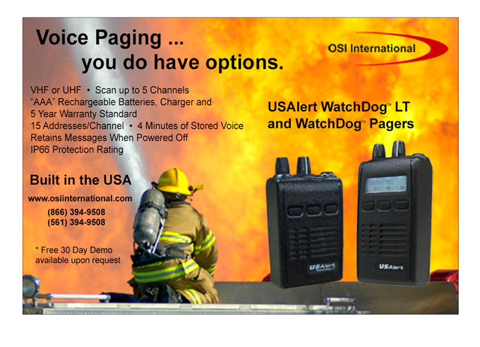 WatchDog Pager OSI International Promotional Card