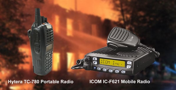 Hytera TC-780 Portable Radio and ICOM IC-F621 Mobile Radio Promotional Image