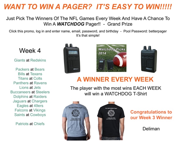 NFL Football Pool - Win a WatchDog Pager